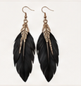Black feather earrings