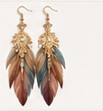 Multicolor festival feather earrings