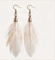 Ivory minimal feather earrings
