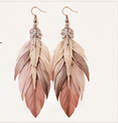 Blush statement feather earrings