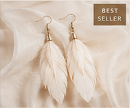 Ivory Angel soft white feather earrings