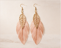 Rose Gold Drift blush feather earrings